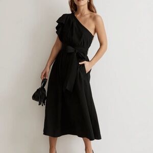 Madewell Ruffled One-Shoulder Midi Dress - Size 8